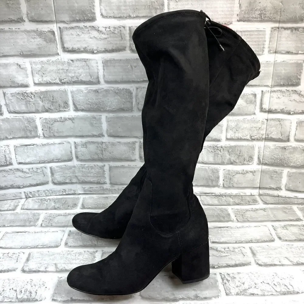 Sam Edelman Vinney Women's Size 8.5 Black Round Toe Stretch Knee High Boots